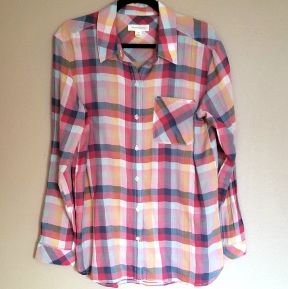 Treasure & Bond Tops - Treasure & Bond |Plaid Button Down Boyfriend Shirt